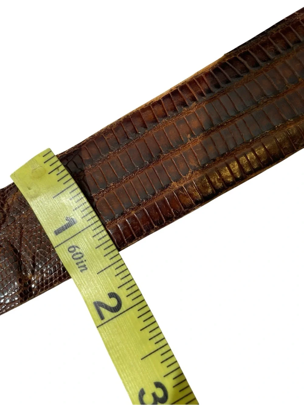 VINTAGE GENUINE LIZARD Brown Men's Sz 34 Western Belt Leather Southwestern